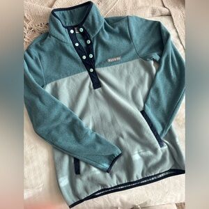 Columbia Teal and Light Gray Fleece Snap Closure Sweatshirt